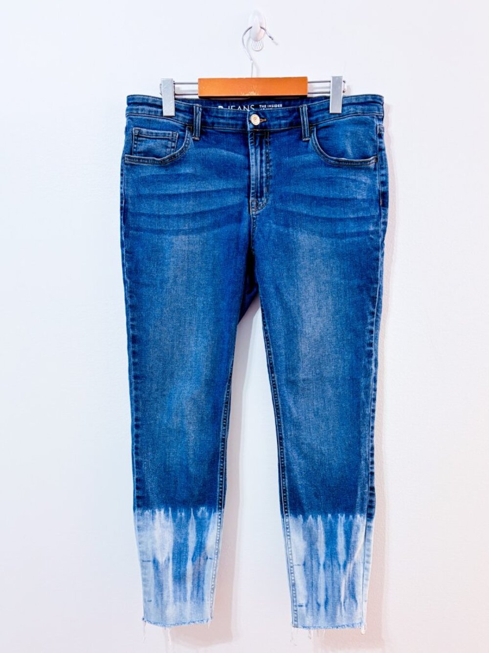 REITMANS Blue Skinny Jeans | Tie Dye Raw Hem Casual | Size 32
